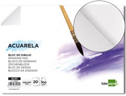 AC04 Bloc dibujo Liderpapel Acuarela encolado 297x210mm. 20 hojas 300g/m² sin recuadro
