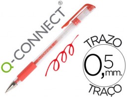 KF21718 Bolígrafo Q-Connect tinta gel roja sujeción de caucho