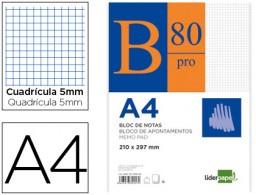 PR01 Bloc notas Liderpapel A4 80h 60g/m² c/5mm. encolado