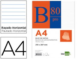 PR02 Bloc notas Liderpapel A4 80h 60g/m² raya horizontal encolado