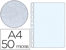 KF01630 10 fundas multitaladro Q-Connect A4 50µ polipropileno piel de naranja