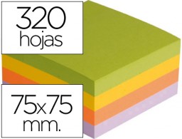 KF02514 Bloc 320 notas adhesivas quita y pon Q-Connect 75x75mm. rosa lila naranja azu lfluorescente