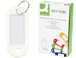 KF02695 100 llaveros portaetiquetas Q-Connect blancos