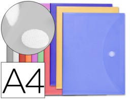 BY02 12 carpetas sobre con velcro Liderpapel A4 polipropileno colores surtidos