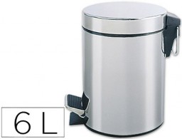 KF04225 Papelera metálica cromada con pedal Q-Connect 6 l.