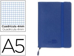 LB39 Libreta encolada Liderpapel simil piel A5 120h 70g/m² c/4mm. azul