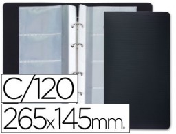 TJ01 Tarjetero Liderpapel 4 anillas 15 fundas de 4 departamentos 265x145 mm.