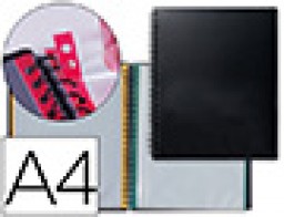 WA01 Carpeta con 20 fundas intercambiables bordes de color Liderpapel A4 negro