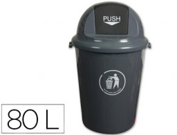 KF04237 Papelera contenedor Q-Connect plástico gris con tapa balancín 80 l.