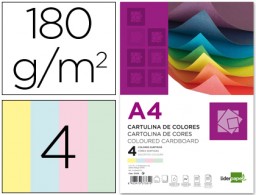 CT03 100 hojas cartulina Liderpapel A4 180g/m² 4 colores surtidos