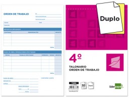 T255 Talonario Liderpapel Orden de Trabajo 4º natural 50 juegos duplicado