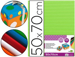 CN09 Cartón ondulado Liderpapel 50x70cm. 320g/m² verde pistacho