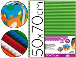 CN10 Cartón ondulado Liderpapel 50x70cm. 320g/m² verde hoja