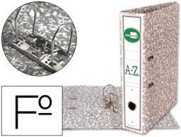 AZ05 Archivador de palanca Liderpapel cartón forrado Folio jaspeado gris lomo verde sin caja con rado