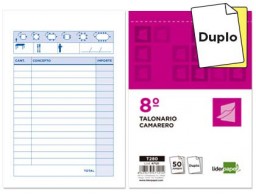 T280 Talonario Liderpapel Camarero 8º 50 juegos duplicado
