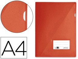 BL04 Carpeta dossier uñero Liderpapel A4 rojo translúcido solapa y tarjetero