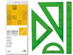JG01 Juego de reglas Liderpapel plástico verde