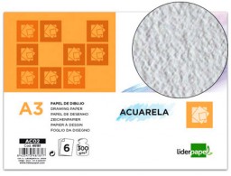 AC02 6h papel dibujo Liderpapel Acuarela A3 300g/m²