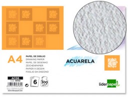 AC06 6h papel dibujo Liderpapel Acuarela A4 300g/m²