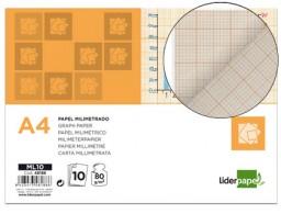 ML10 10h papel dibujo Liderpapel A4 80g/m² milimetrado
