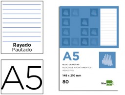 BN13 Bloc notas Liderpapel A5 80h 60g/m² raya horizontal