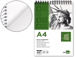 DE04 Bloc dibujo Liderpapel Esbozos A4 espiral 100h 90g/m²