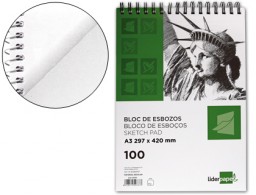 DL06 Bloc dibujo Liderpapel Esbozos A3 espiral 100h 90g/m²