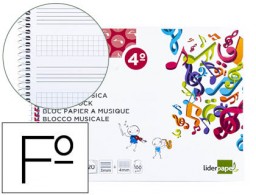BM05 Bloc música Liderpapel Combi pentagrama 3mm. + c/4mm. 4º 20 hojas 100g/m²