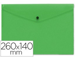 DS55 Carpeta sobre con broche Liderpapel 260x140 mm. polipropileno verde transparente Frosty