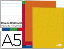 LB34 Libreta escolar Liderpapel A5 80h 60g/m² raya horizontal colores surtidos