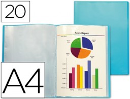 CJ11 Carpeta con 20 fundas Liderpapel A4 polipropileno azul translúcido
