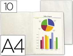 CJ77 Carpeta con 10 fundas Liderpapel A4 polipropileno transparente
