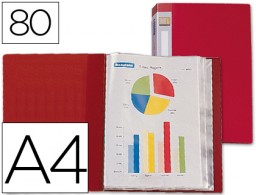 CJ54 Carpeta con 80 fundas personalizable Liderpapel A4 polipropileno rojo