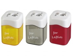 9240090 Sacapuntas M+R para zurdos plástico con depósito 2 orificios