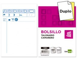 T251 Talonario Liderpapel Camarero bolsillo 50 juegos duplicado zig zag