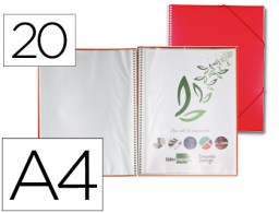 EC06 Carpeta con 20 fundas con espiral Liderpapel A4 polipropileno rojo