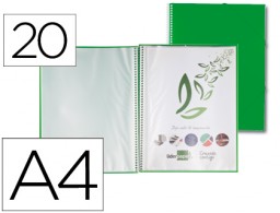 EC07 Carpeta con 20 fundas con espiral Liderpapel A4 polipropileno verde