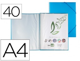 EC13 Carpeta con 40 fundas con espiral Liderpapel A4 polipropileno azul