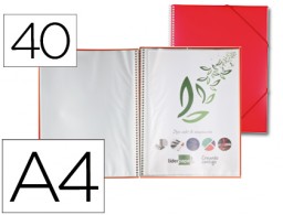 EC14 Carpeta con 40 fundas con espiral Liderpapel A4 polipropileno rojo