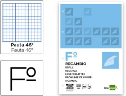 RF22 Recambio Liderpapel Folio 100h 60g/m² rayado nº46 4 taladros