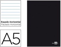 LA16 Libreta escolar Liderpapel A5 80h 60g/m² raya horizontal tapa negra