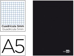 LA17 Libreta escolar Liderpapel A5 80h 60g/m² c/5mm. tapa negra