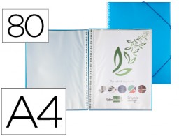EC25 Carpeta con 80 fundas con espiral Liderpapel A4 polipropileno azul