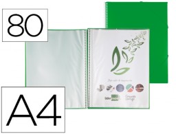 EC27 Carpeta con 80 fundas con espiral Liderpapel A4 polipropileno verde