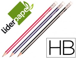 LL02 Lápiz de grafito Liderpapel triangular HB con goma