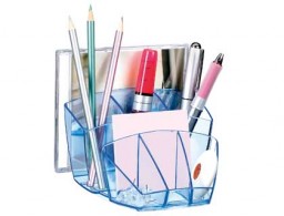 Organizador sobremesa cep Confor Ice plástico transparente celeste