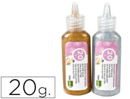 PU09 Bote 20g. pegamento purpurina Liderpapel colores metálicos oro y plata