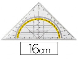 ES10 Escuadra de geometría Liderpapel plástico cristal 16cm. con agarradera