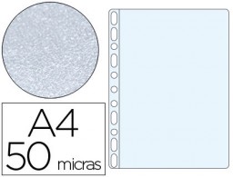 KF01955 100 fundas multitaladro Q-Connect A4 50µ polipropileno piel de naranja