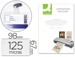 KF00302 CJ25 fundas plastificar Q-Connect tarjetas visita 125µ con clip